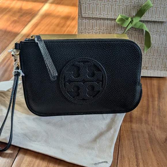 Tory Burch Miller Pebbled Leather Zip Close Wristlet Dust & Gift Bag Nwt ❤️ - Picture 7 of 8